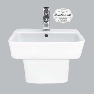 Lavabo treo tường, chậu rửa mặt liền chân che bộ xả cao cấp