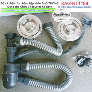 Xi Phông bộ xẢ thoát nước chậu rửa chén 2 hộc