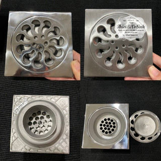 Phễu thoát sàn chống hôi inox304 mờ,bóng phễu thoát nước, phễu thu sàn, mặt 12x12cm phi 90, đúc nguyên khối