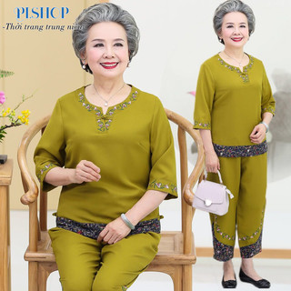 ❣️có big size❣️set đồ bộ trung niên mặc nhà mềm mát cho mẹ, bà, form rộng rãi thoải mái