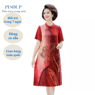 ❣️Có Sẵn Đủ Size❣️ Đầm Trung Niên Cho Mẹ Đi Tiệc, Mẫu Váy Suông Trung Niên In Hoa Cho Mẹ Sang Trọng