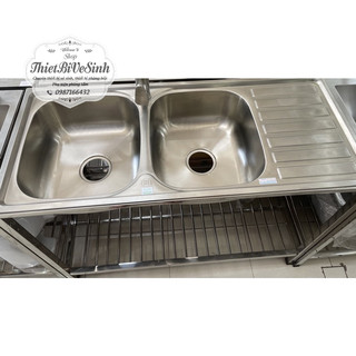 CHẬU RỬA CHÉN 2 HỘC 1 CÁNH CAO CẤP KT 105X45X75 (DxRxC)