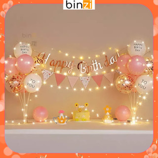 Set trang Trí Sinh Nhật Đơn Giản Giá Rẻ Kèm 2 Trụ Bóng 7 Nhánh Giả Bóng Bay Tặng Kèm Đèn Led Băng Dính Dán Bóng CB40