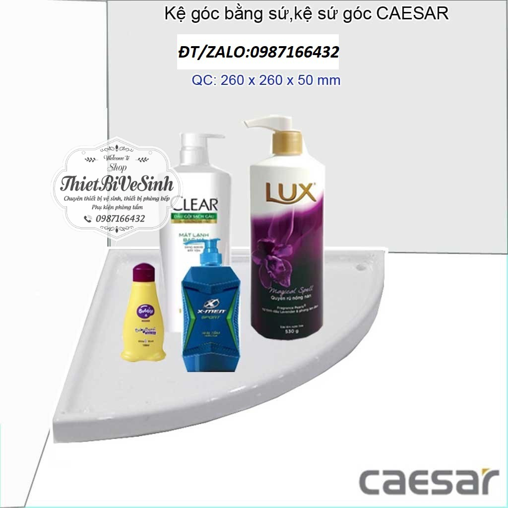 Kệ sứ phòng tắm, kệ sứ góc Caesar- hàng đẹp gắn lên rất sang trọng