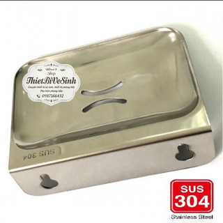 Kệ để xà bông, khay đựng xà phòng cục inox 304 hàng dầy dặn dán tường hoặc bắt vít