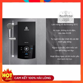 Máy nước nóng trực tiếp Ariston Aures TOP 4.5P, Có Bơm trợ lực, Dòng tính năng vượt trội chính hãng