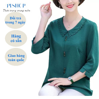 Áo sơ mi trung niên cho mẹ, bà, kiểu áo trung niên nữ cho mẹ kiểu dáng thanh lịch, đơn giản