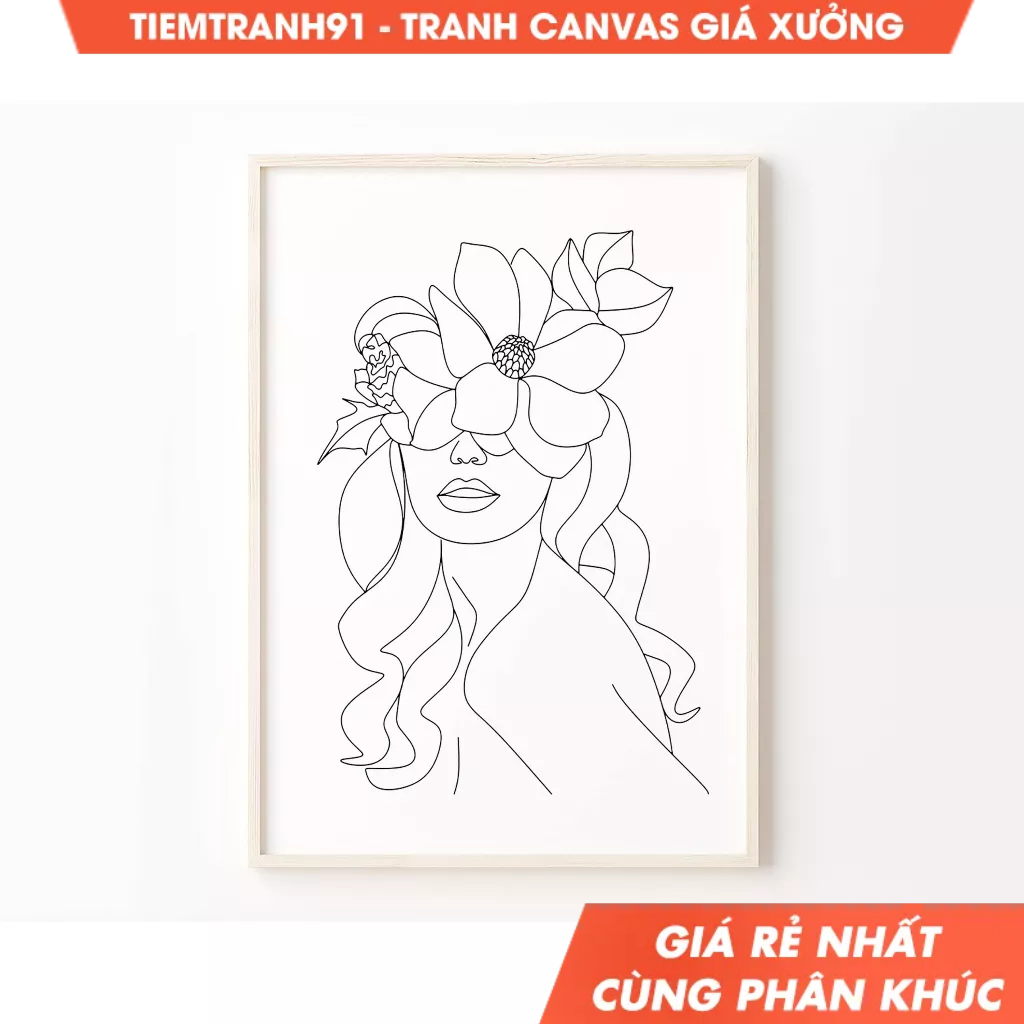 Tranh treo tường, One Line Drawing, One Line Art, Drawing Woman, Woman Line Art, One Line Portrait. 