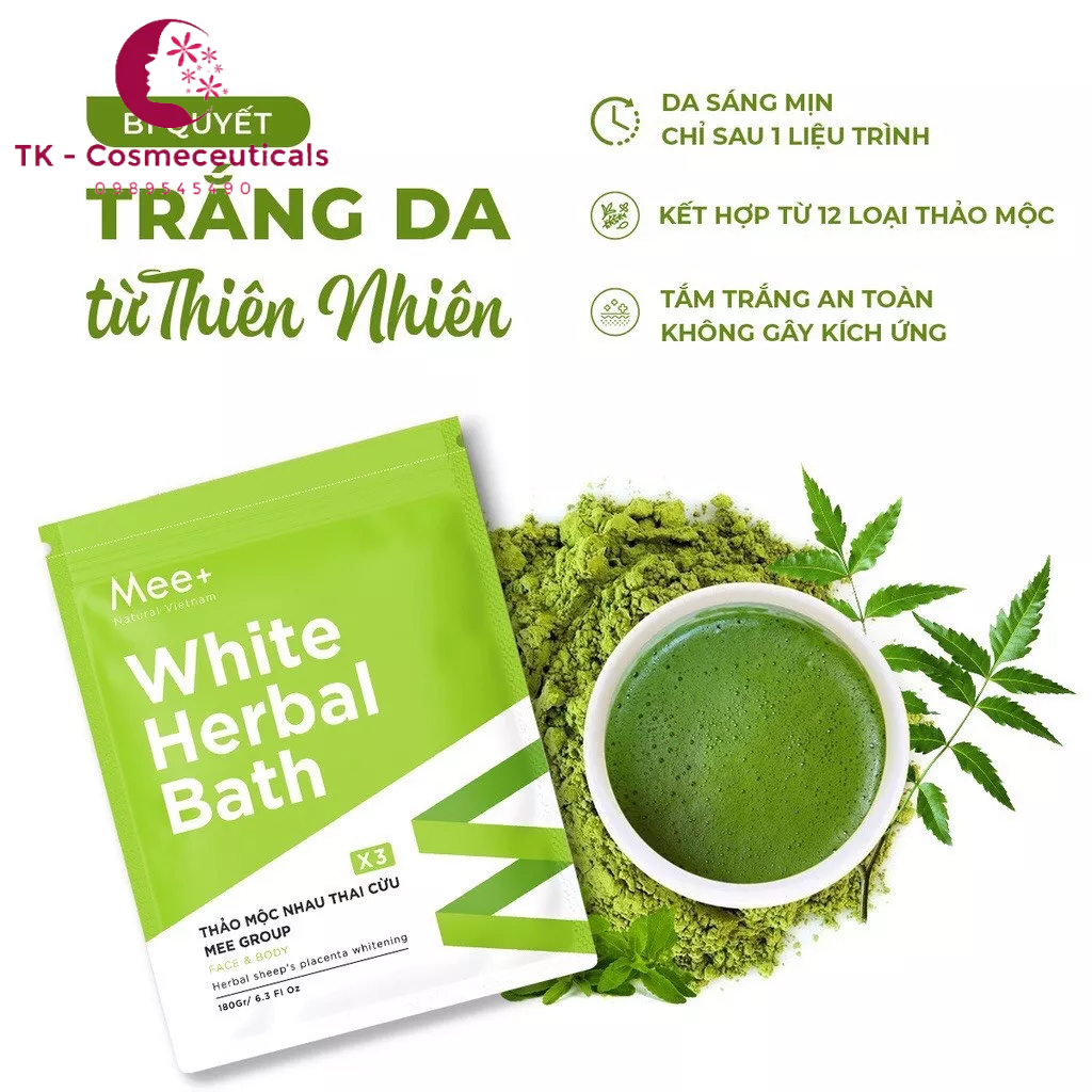 Bột Thảo Mộc Tắm Trắng Da Mee Natural Chiết Xuất Từ Thảo Mộc Nhau Thai Cừu - 180g