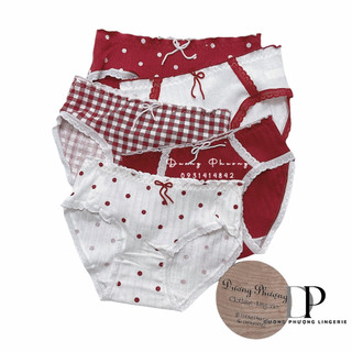 Set 5 quần lót cotton nữ, quần chip nữ họa tiết đỏ dễ thương - ql106