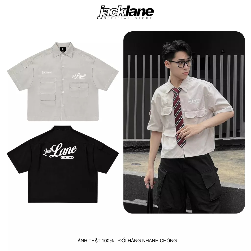 Áo Sơ Mi Cộc Tay Boxy Customs Jack Lane, Áo sơ mi form crop - boxy , Local Brand JACK LANE | BigBuy360 - bigbuy360.vn