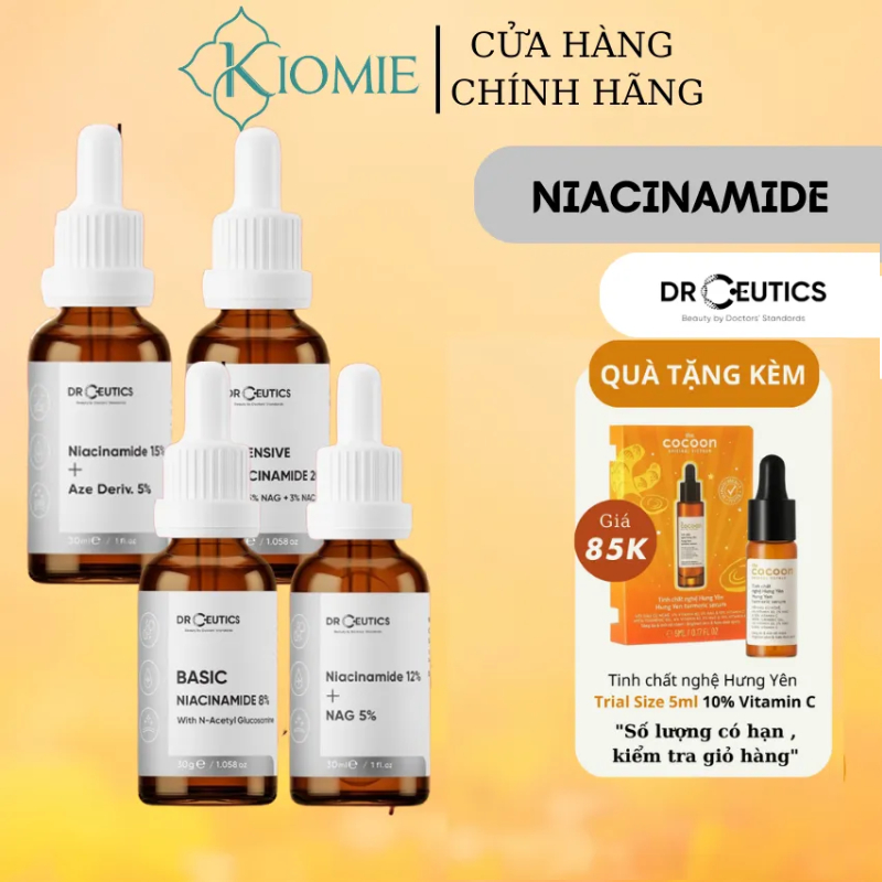 Serum niacinamide Drceutics b3 8% 12% 15% 20% giảm thâm sáng da hỗ trợ kiềm dầu.