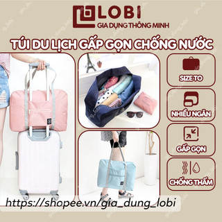 Túi xách đựng đồ quần áo du lịch nữ gấp gọn túi đựng đồ vải dù khoác vai du lịch