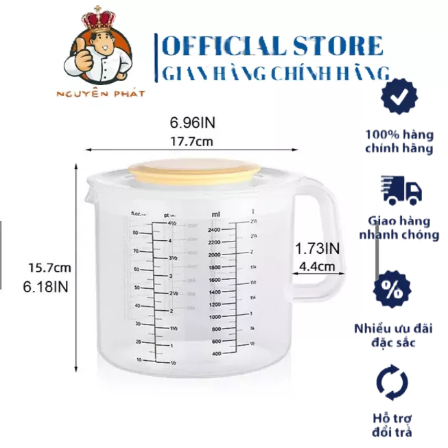 Ca Nhựa Đánh Trứng Có Nắp 2.5L Chống Văng Nước Có Nắp Đậy Tiện Dụng - Dụng Cụ Pha Chế Bình Thuận