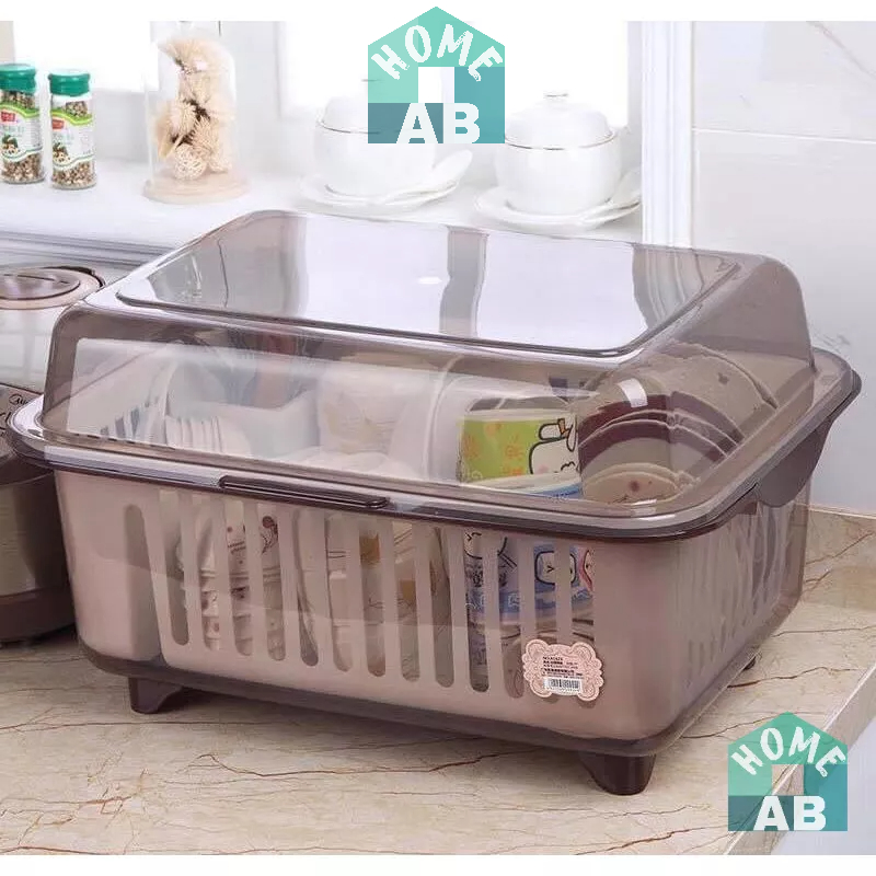 Rổ Úp Bát Chén Có Nắp Kèm Khay Thoát Nước SIZE M 1622, Rổ Đựng Đồ Nhà Bếp, Hộp Để Đồ Ăn Dặm Cho Bé