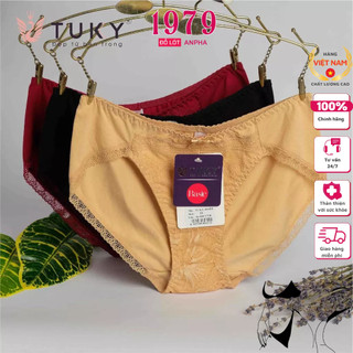 Quần lót Cotton cao cấp, Thun Lạnh Phối Ren, Ôm Gọn Vòng 3 TUKY 001BS Chuẩn Hàng Thương Hiệu