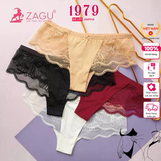 Quần lót lọt khe, phối ren, đáy cotton thấm hút ZAGU 615 Chuẩn Hàng Thương Hiệu