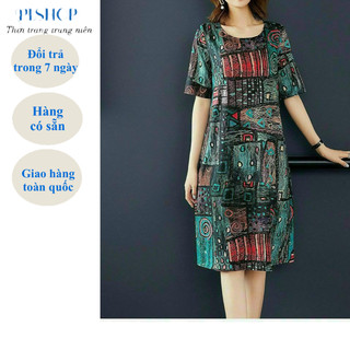 Váy đầm trung niên dáng suông a che bụng, đầm suông trung niên kiểu váy đầm dự tiệc trung niên cao cấp