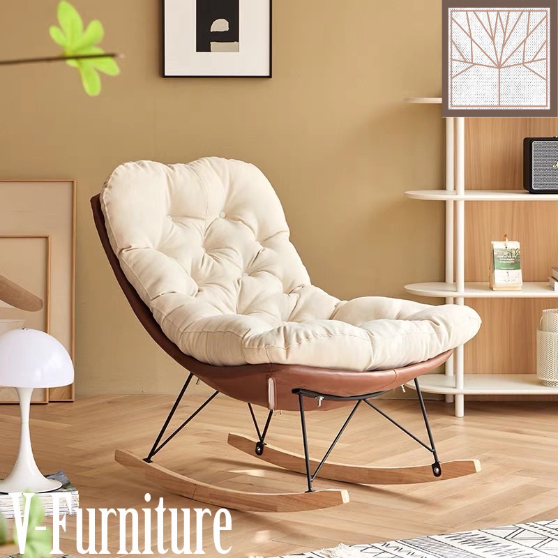 Ghế bập bênh thư giãn đệm dập cúc đọc sách tặng kèm đôn gác chân bọc da, vải cao cấp, tiện lợi G-03 ( Hàng nhập khẩu )