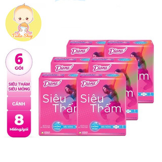 Lốc 6 Băng vệ sinh Diana siêu thấm siêu mỏng - gói 8 miếng