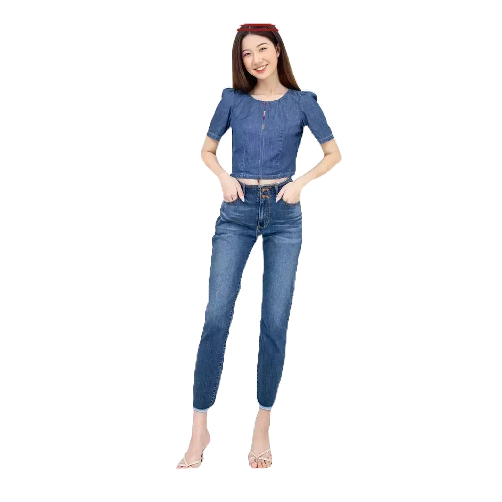 Quần Jeans Nữ Genviet Trơn Dáng Ôm Skinny Cạp Siêu Cao 2 Cúc Basic Ống Tưa Genviet TQ103J2131