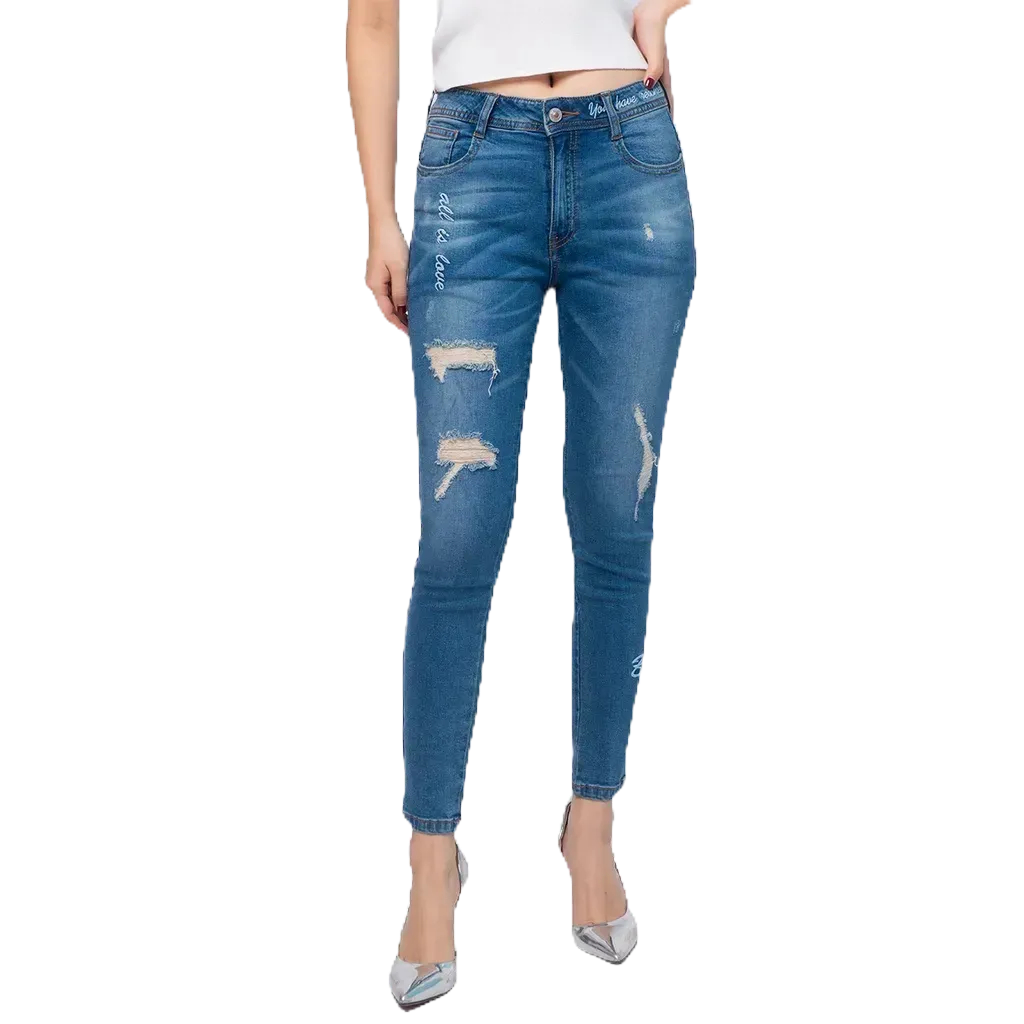 Quần Jeans Nữ Dáng Ôm Skinny Rách Genviet Chất Bò Mềm Mại Cao CấpXQ102J769