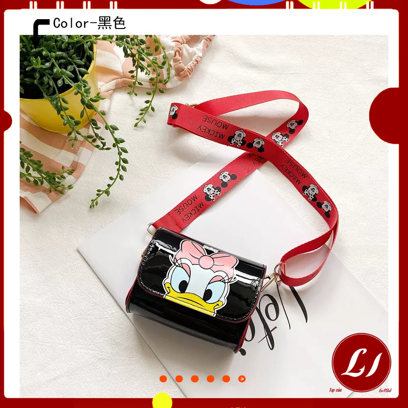 Túi đeo chéo mini da PU DISNEY siêu đẹp cho bé -MÀU ĐEN