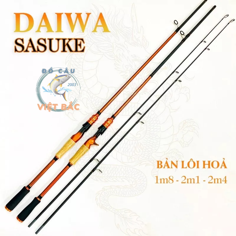 Cần câu lure Daiwa Sasuke Lôi Hoả cao cấp máy ngang và máy đứng carbon chính hãng Đồ Câu Việt Bắc