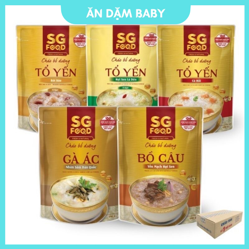 Cháo Tươi Bổ Dưỡng SG Food 240g, Cháo Ăn Liền, Cháo Ăn Dặm Cho Bé Từ 12m