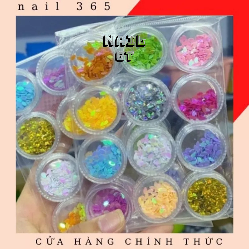 set nhũ hạt gạo 12 ô ( phụ kiện nail-mi )