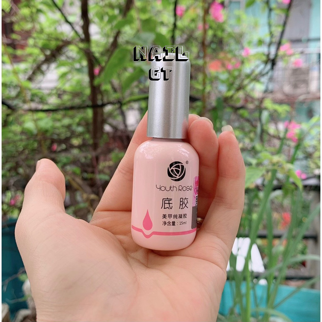 Base , Top , Cứng móng hoa hồng 15ml có logo dập nắp