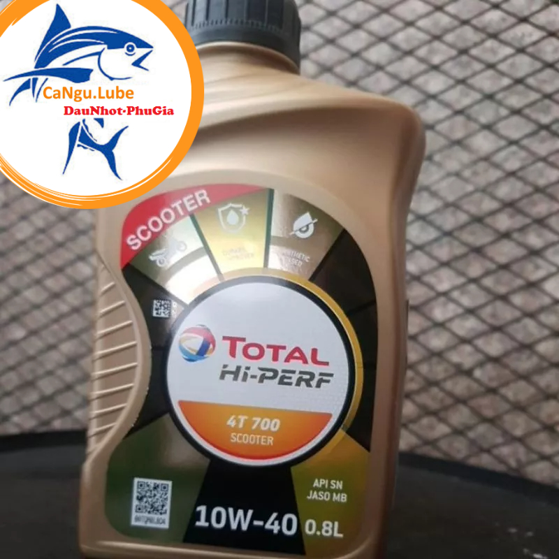 Nhớt xe tay ga Total Hi-Perf 4T Scooter 10W40 800ml, nhớt xe ga total 10W40 công thức mới sức mạnh vượt trội