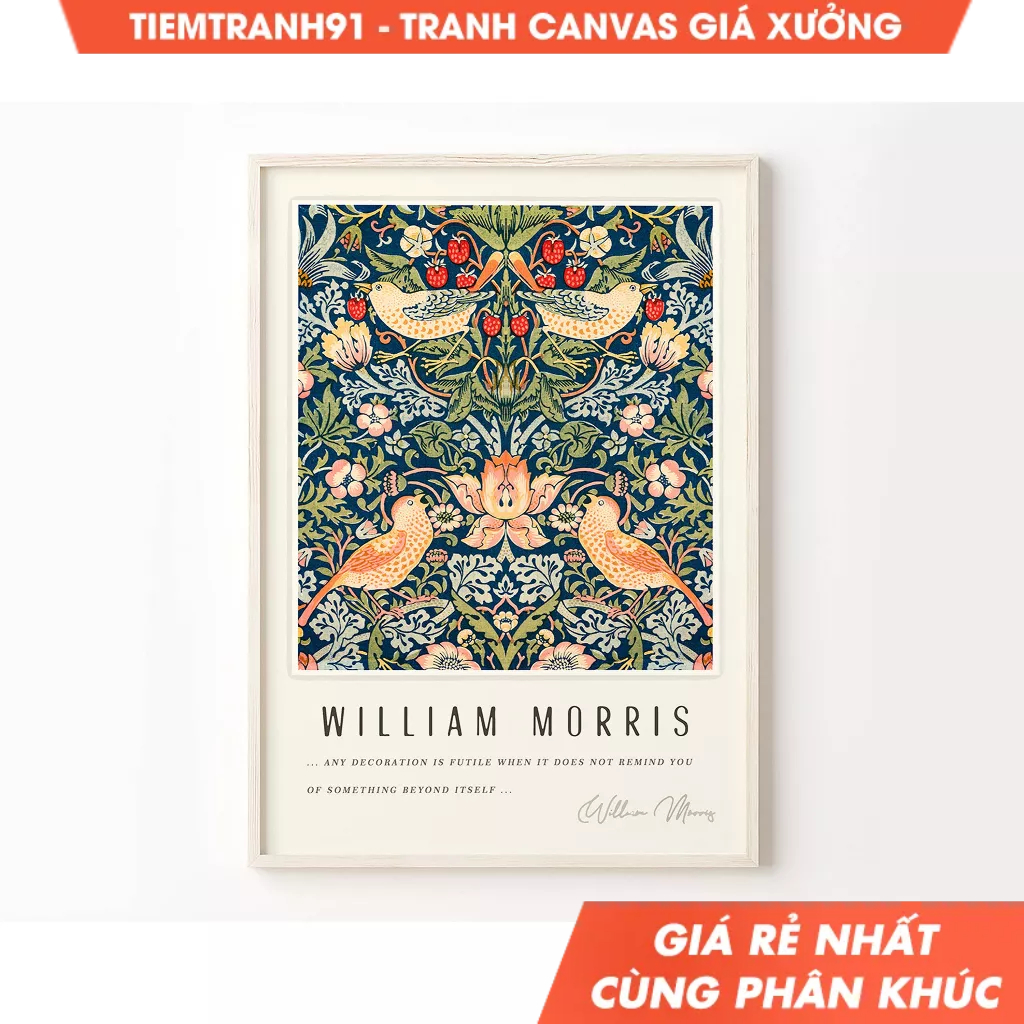 Tranh treo tường, William Morris Exhibition Poster, Art Nouveau, Strawberry Thieves, William Morris,