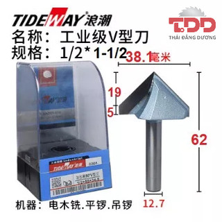Mũi mòi v90 độ h25 tideway ghép hộp, vát 45 độ, hàng hộp chất lượng cao