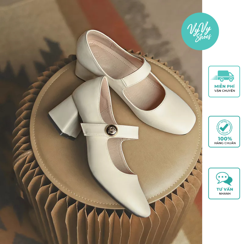 Giày cao gót nữ Mary Jane đế vuông VyVyShoes M8888-6