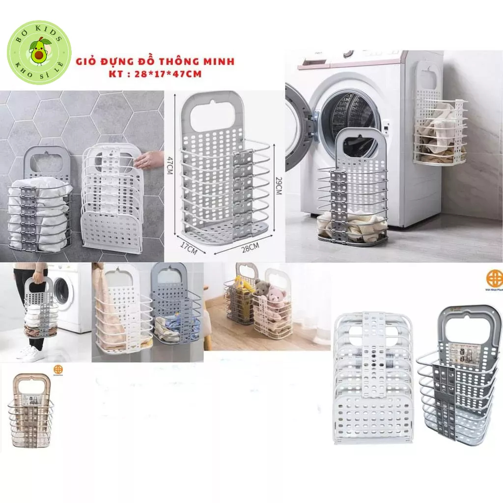 Giỏ đựng đồ gấp gọn thông minh Việt Nhật , giỏ treo tường đựng quần áo đồ dùng nhà tắm