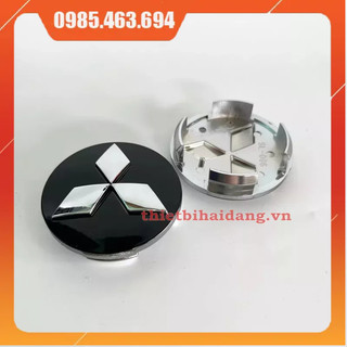 Logo chụp mâm lazang bánh xe ô tô Mitsubishi, đường kính 60mm