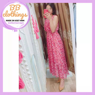 Váy đầm maxi voan chiffon sát nách Nickielew