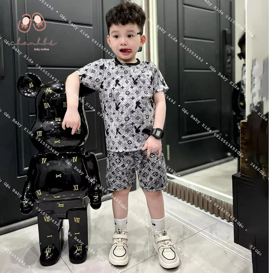 Bộ cộc tay bé trai 8-42kg bộ quần áo hai màu cộc tay mặc hè cho bé đi chơi siêu ngầu Chanh Bé [ BQA232N ]