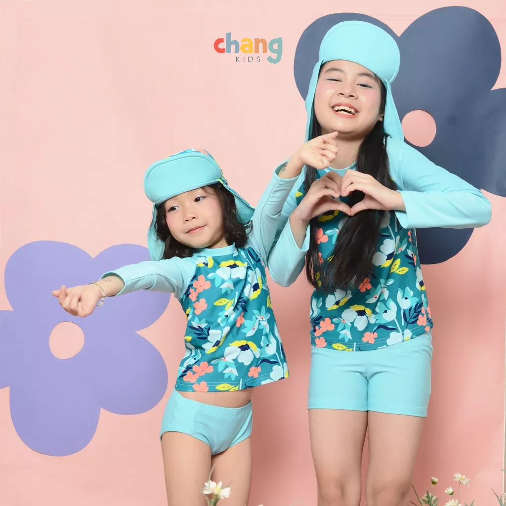 Bộ bơi rời áo dài tay quần đùi hoặc bikini tuỳ chọn Hoa Tropicool cho bé