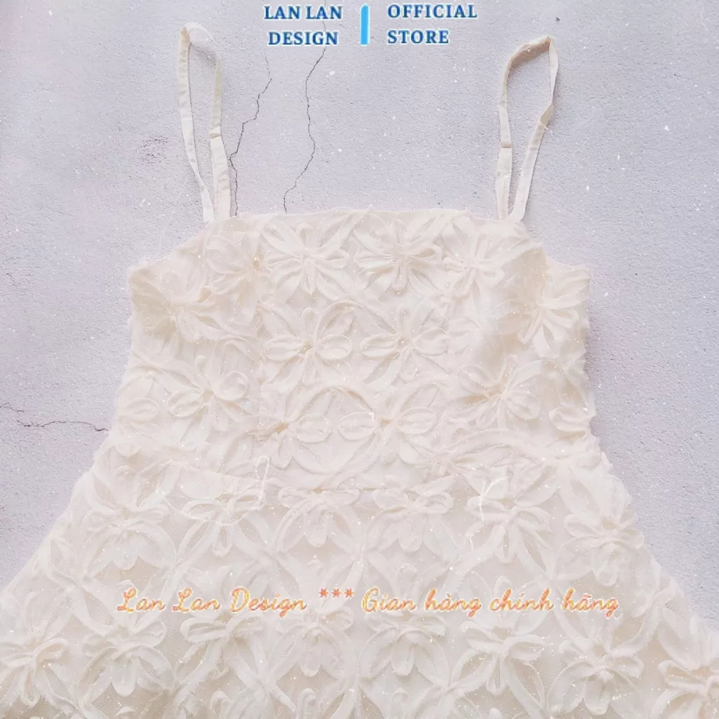Váy ren hai dây Lan Lan Design hàng thiết kế cao cấp chất liệu dày dặn size SML