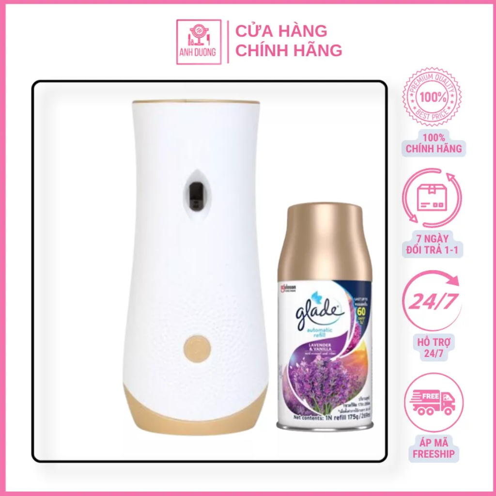 Máy xịt thơm phòng tự động Glade, máy xịt phòng tự động hương thơm dịu nhẹ