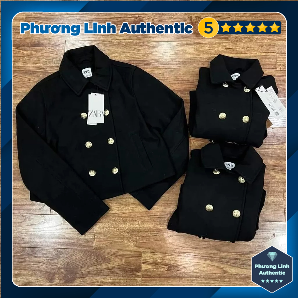 Áo khoác dạ dáng ngắn khuy vàng Zara Auth New Tag có sẵn 3046/289 3046289