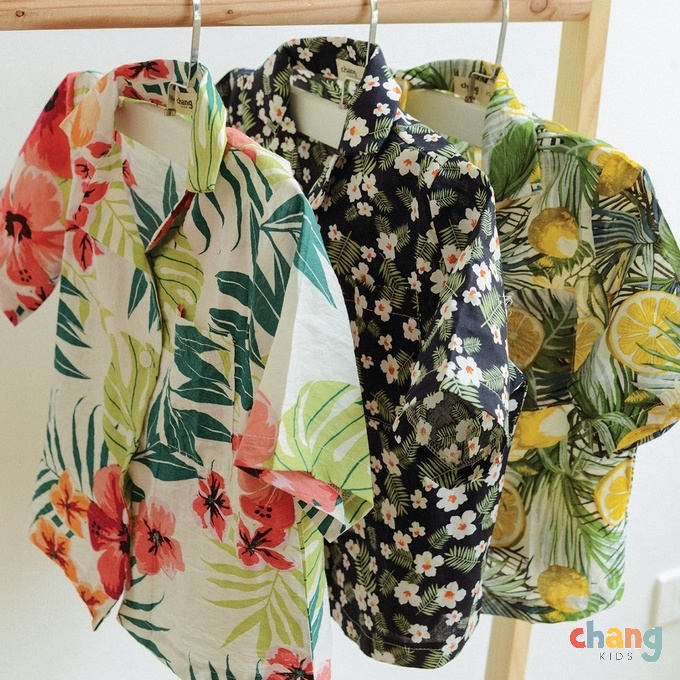 Hawaii Shirt_Áo sơ-mi hoa lá oversized Hawaii cho bé