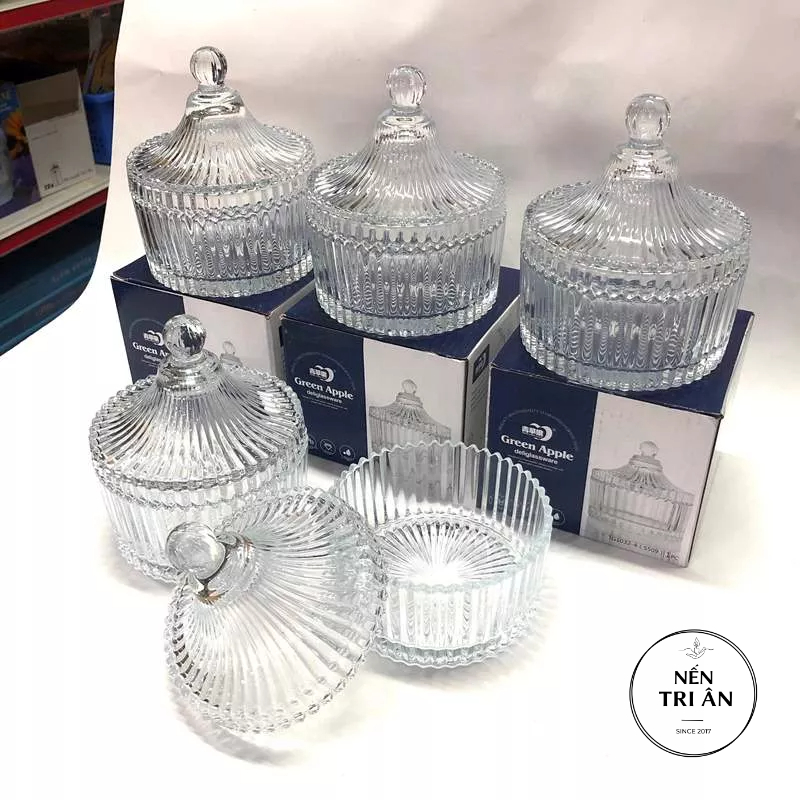 Hũ thủy tinh kim cương 300ml, hũ đựng nến (không có nến bên trong)