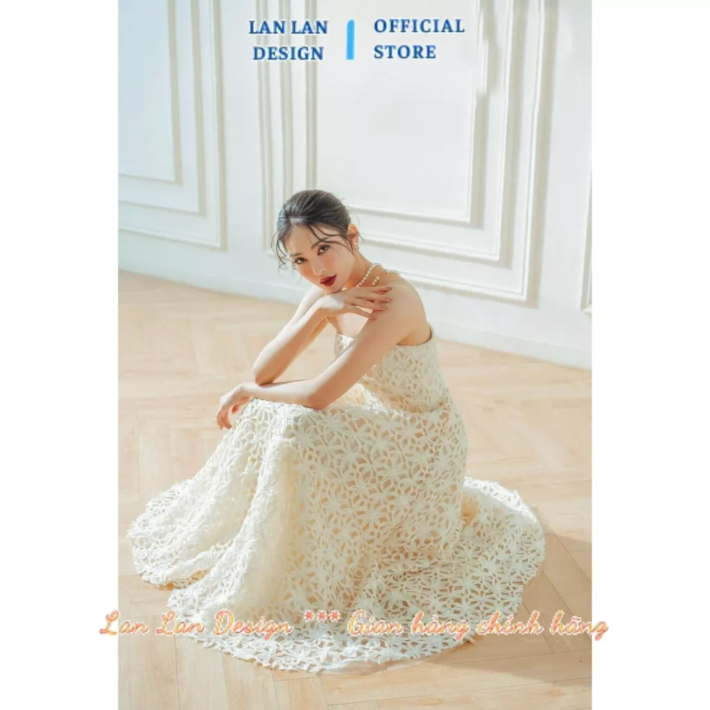 Váy ren hai dây Lan Lan Design hàng thiết kế cao cấp chất liệu dày dặn size SML