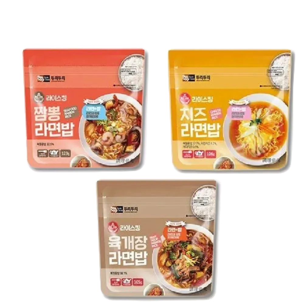 Mỳ Ramen Và Cơm Trộn Hàn Quốc Doori Doori Vị Cay, Phomai, Hải Sản Gói 126g