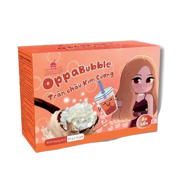 Trân Châu Kim Cương Oppa Bubble Hộp 350g Topping Giòn Dai Nguyên Liệu Trà Sữa