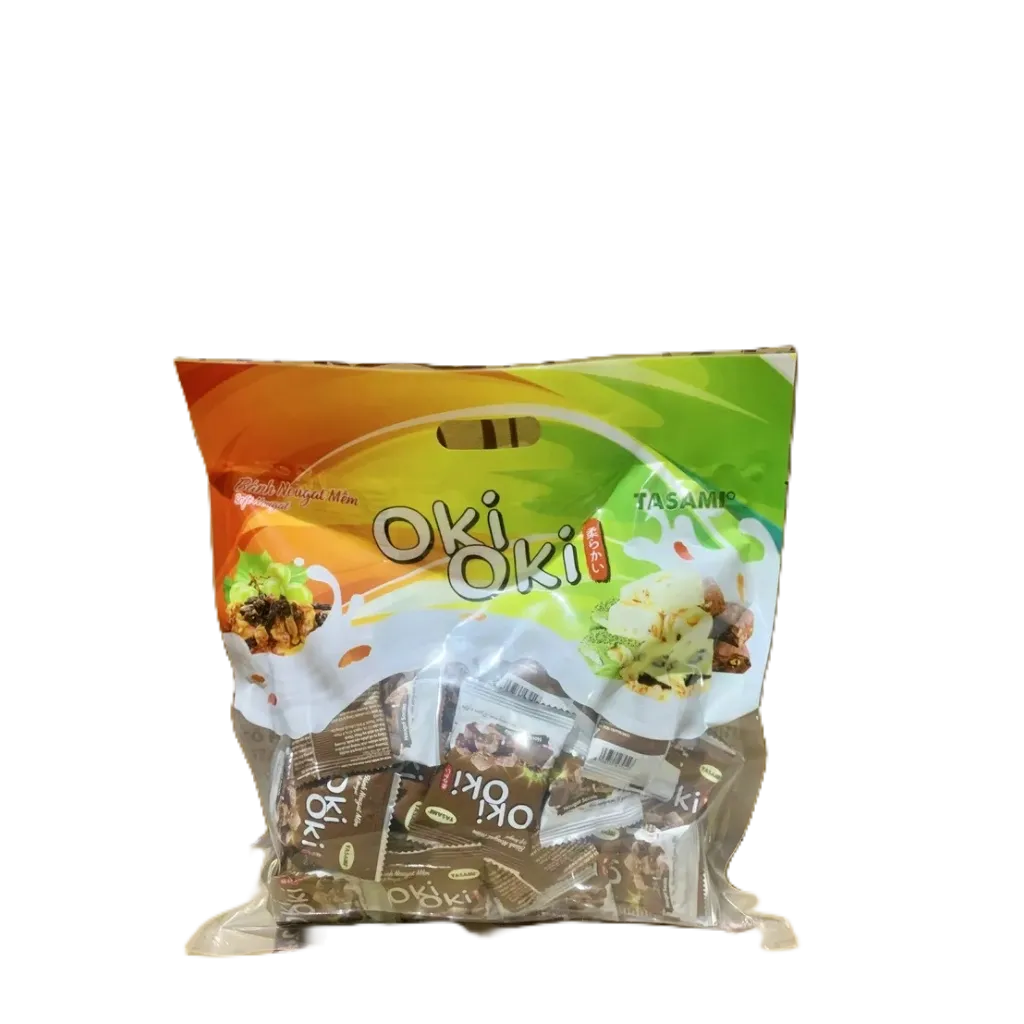 Bánh Nougat - Kẹo Hạnh Phúc Oki Oki Thơm Ngon Vị Socola Hạnh Nhân Gói 500g