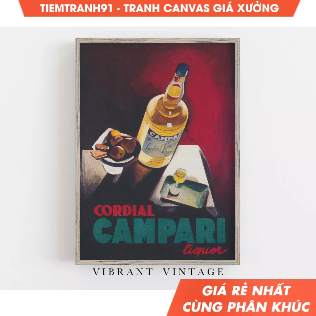 Tranh treo tường, Campari Wall Art, Bar Wall Decor, Vintage Wall Art, Beverage Wall Art, Liquor Wall